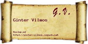 Ginter Vilmos névjegykártya